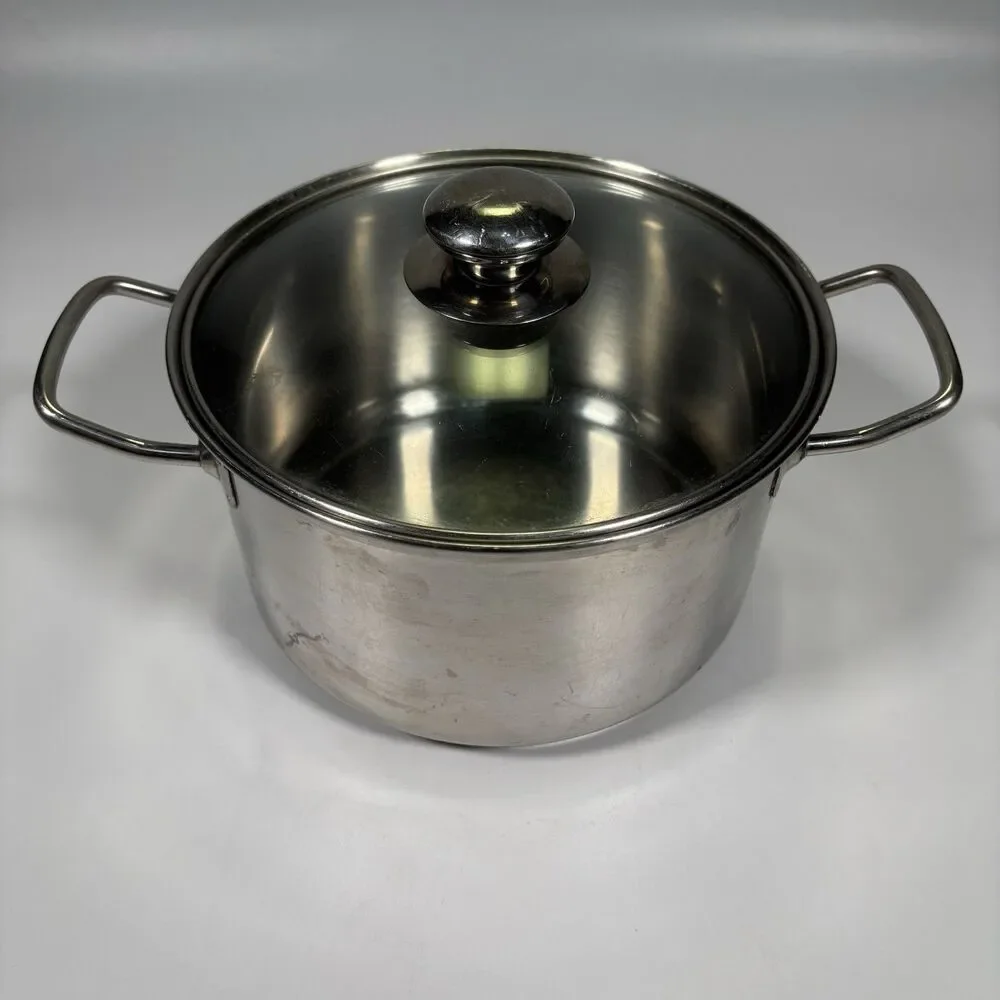 Williams Sonoma 4 Quart Stainless Steel Soup Pot Saucepan Lid KIM Korea Qt Dutch